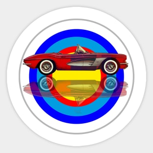 Red Corvette on target Sticker